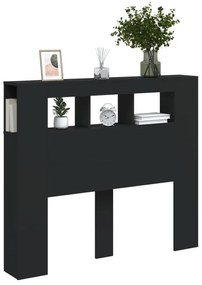 fekete szerelt fa LED-es fejtámla 120x18,5x103,5 cm
