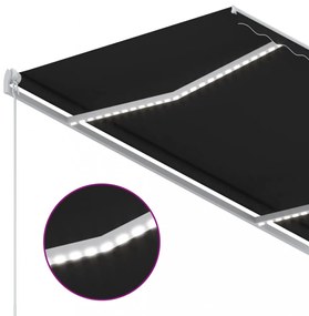 antracitszürke kézzel kihúzható LED-es napellenző 3,5 x 2,5 m