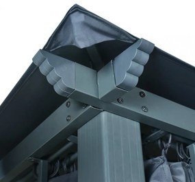 antracit alumíniumpavilon függönnyel/LED fényfüzérrel 4 x 3 m
