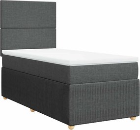vidaXL sötétszürke szövet rugós ágy matraccal 90x190 cm