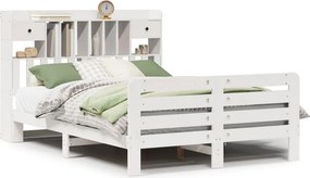 vidaXL fehér tömör fenyőfa könyvespolcos ágy matrac nélkül 140x200 cm
