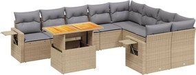vidaXL 10 részes bézs polyrattan kerti ülőgarnitúra párnával