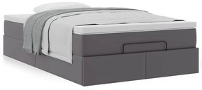 Ottomán ágykeret matraccal Szürke 120x200cm műbőrrel