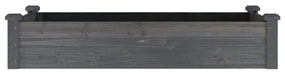 szürke tömör fenyőfa kerti magaságyás béléssel 120x60x25 cm