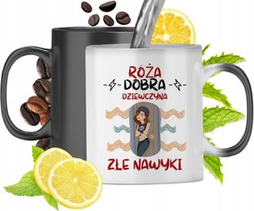 Mágikus Bögre Rózsa Fekete Matt Nyomtatott Fotóval 330ml