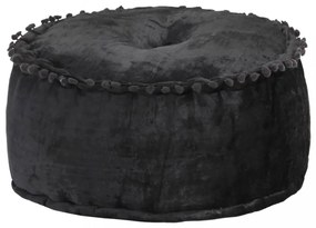 antracitszürke kerek bársony puff 40 x 20 cm