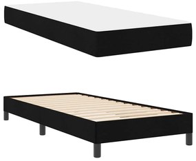 Boxrugós ágy matracmal Fekete 90 x 190 cm szövet