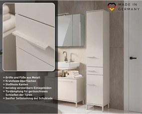 Krémszínű matt magas-keskeny fürdőszoba szekrény 34x190 cm Laurino – Germania