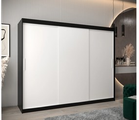 Ruhásszekrény 250 cm Toki (matt fekete + matt fehér). 1064863