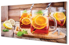 Üvegképek Hideg tea citrus szívószálak 125x50 cm
