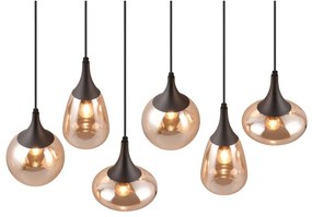 Fekete-narancssárga függőlámpa üveg búrával Lumina – Trio