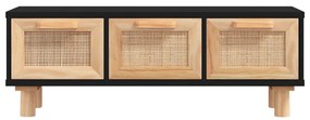 Fekete szerelt fa és tömör fenyőfa dohányzóasztal 80x40x30 cm