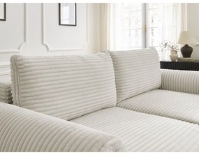 Krémszínű kordbársony kinyitható kanapé 257 cm Lucien – Bobochic Paris