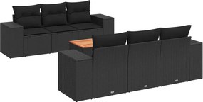 vidaXL 7 részes fekete polyrattan kerti ülőgarnitúra párnával