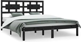 vidaXL fekete tömör fenyőfa ágykeret 200 x 200 cm