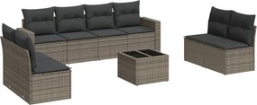 vidaXL 9 részes szürke polyrattan kerti ülőgarnitúra párnákkal