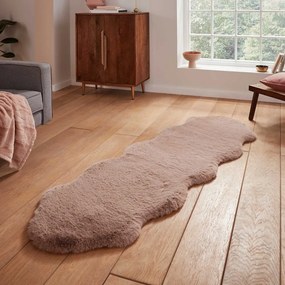 Világosbarna szintetikus futószőnyeg 60x180 cm Super Teddy – Think Rugs