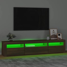 barna tölgy színű TV-szekrény LED-lámpákkal 195x35x40 cm