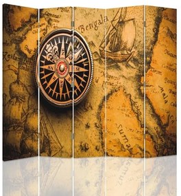 Gario Paraván Iránytu egy régi térképen Méret: 180 x 170 cm, Kivitelezés: Forgó paraván 360°