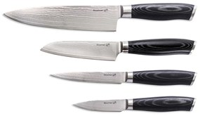 G21 Gourmet Damascus késkészlet bambusz blokkban, 4 db + élezőkő