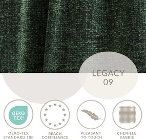 Sötétzöld zsenília kinyitható-tárolóhelyes sarokkanapé (bal oldali-heverő résszel) Leon – Maison de Rêve