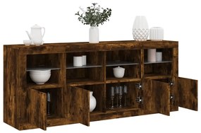 füstös tölgy színű tálalószekrény LED-ekkel 163 x 37 x 67 cm