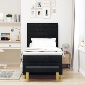 Boxspring Ágy matraccal és paddal fekete 100x200 cm szövet