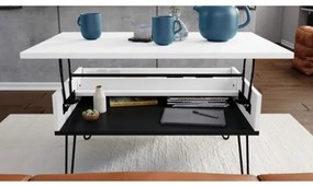 HALIJA konferencia asztal emelhető lappal és polccal, fehér/fekete