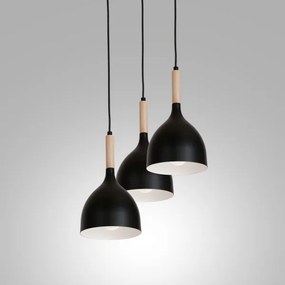 Csillár zsinóron NOAK WOOD 3xE27/15W/230V fekete/bükkfa