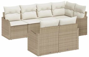 vidaXL Kerti Kanapé Szett párnával tárolóval 7 pcs Bézs Poli rattan