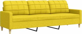 vidaXL 3 személyes világossárga szövet kanapé 210 cm