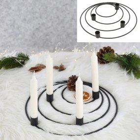 Adventi fém gyertyatartó WREATH fekete