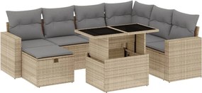 vidaXL 8 részes bézs polyrattan kerti ülőgarnitúra párnával