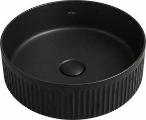 Mexen Grovo pultba épített bordázott mosdó 35 x 35 cm, fekete matt - 22303585