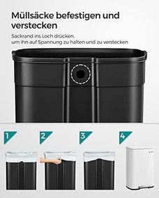 Konyhai pedálos kuka, 50l szemetes kuka puha záródással, fehér