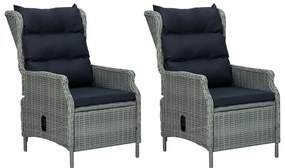 vidaXL 9 részes világosszürke polyrattan kültéri étkezőszett párnákkal