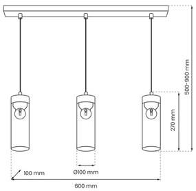 Csillár zsinóron ELICA 3xE27/60W/230V