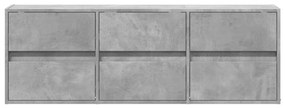 betonszürke falra szerelhető TV-szekrény LED-del 130x31x45 cm