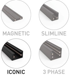 Modern sínrendszer 5 fekete füstüveg spotlámpával, 1 fázisú - Iconic Jeana