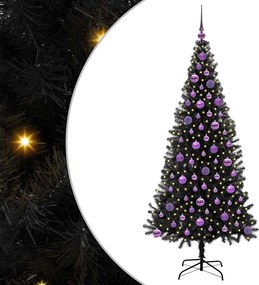 vidaXL Karácsonyfa 300 LED-del állvánnyal Fekete 180 cm PVC
