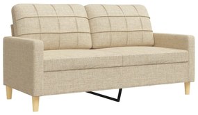 3 részes krémszínű szövet ülőgarnitúra lábtartóval/párnával