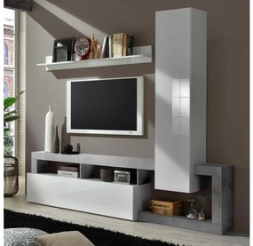 Nappali szekrénysor LENOR fehér/szürke beton