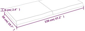 kezeletlen tömör fa asztallap 120x50x(2-6) cm