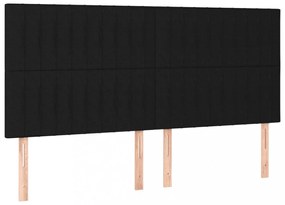 fekete szövet rugós és LED-es ágy matraccal 200x200 cm