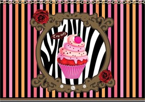 Flizelin fotótapéta Muffinok és zebra rózsák Rózsaszín dekoráció 350x250 +ragasztó