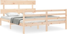 vidaXL tömör fa ágykeret fejtámlával King Size