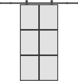 vidaXL tolóajtó vasalatokkal 102,5x205 cm edzett üveg&Alumínium