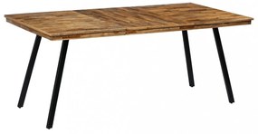 tömör újrahasznosított tíkfa/acél étkezőasztal 180 x 90 x 76 cm