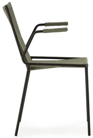Zöld fém karfás-rakásolható étkezőszék szett 2 db-os Emily – Marckeric