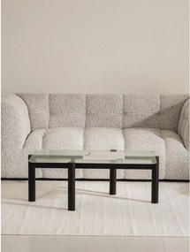 Fekete dohányzóasztal üveg asztallappal 55x105 cm Kob – noo.ma